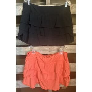 Ideology Tennis Skort Bundle Size XL Coral & Black Tiered Pull On Athletic
